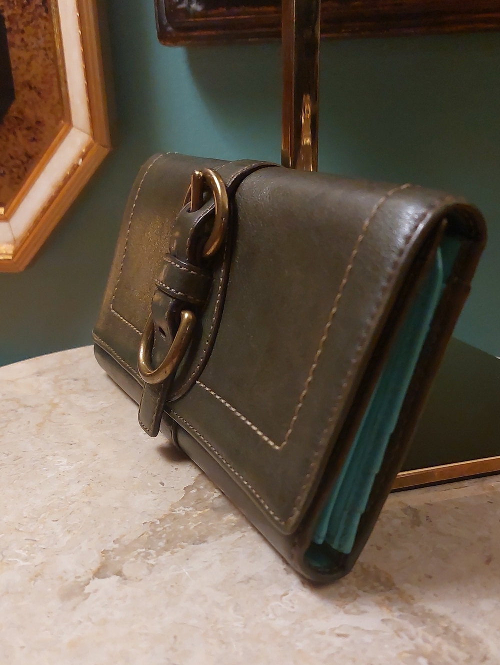 Coach 2007 65 Anniversary Legacy Stripe Print Fold Over Wallet Italian VACHETTA - Picture 5 of 13